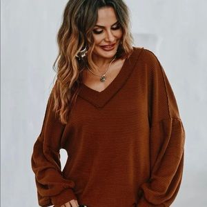 Shein rust orange brown top sz large